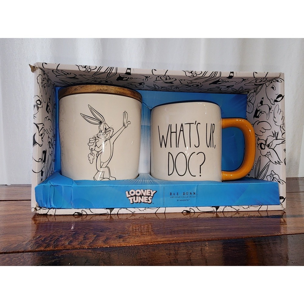 Rae Dunn Looney Tunes BUGS BUNNY Mug Canister Set NEW "WHAT'S UP, DOC?!"